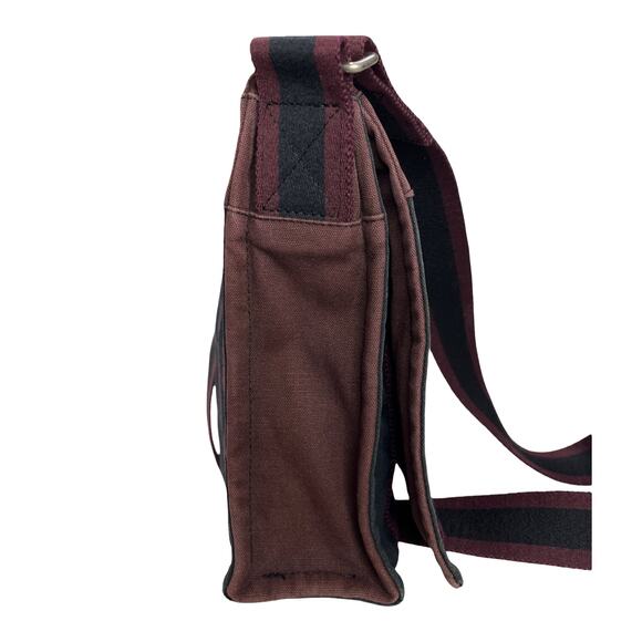 Hermès Fourre Tout Messenger Bag Burgundy and Black Canvas Crossbody - Picture 13 of 16